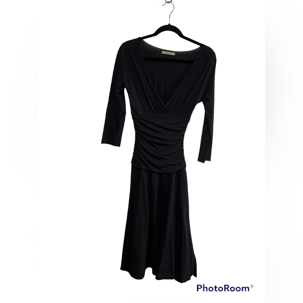 Black Fitted Waist Velvet Brand Dress, size medium, 100% cotton
